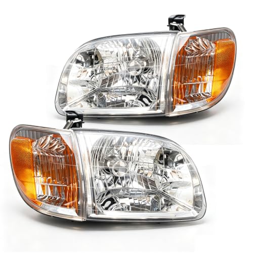 Headlight + Parking Lights Kit For Toyota Tundra Regular/Access Cab 2000-04 - color: Chrome Housing Amber