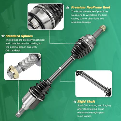 Front CV Axle Shaft Assembly Compatible with Honda Accord 2003-2007, 3.0L V6 Automatic Trans, Left and Right Front CV Joints, EX LX EX-L Coupe Sedan - size: B2CV006-HAAD