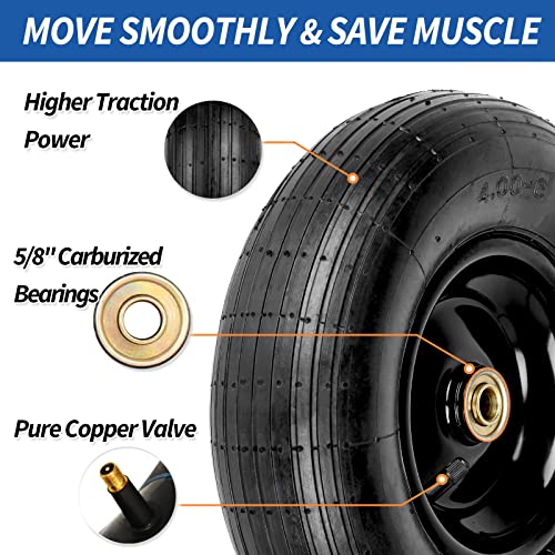 GICOOL 4.00-6 Pneumatic Tire and Wheel, for Wheelbarrows Graden Cart - color: Black