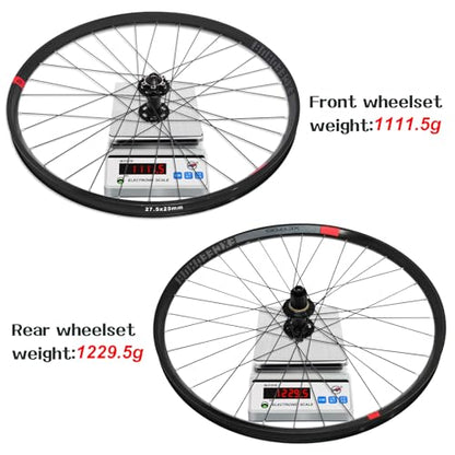 27.5"/29" Thru Axle Boost Mountain Bike Wheelset, Ultralight Aluminum Alloy Rim 32H Bike Wheels, Front 15 * 110mm Rear 12 * 148mm Disc Brake MTB WheelSet, Fit 8/9/10/11 Speed Cassette - size: 29" Front Wheel