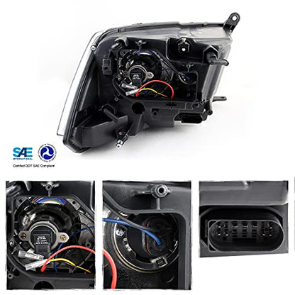 AKKON - For 09-18 Dodge Ram 1500 2500 3500 Upgrade Projector & Bar LED Black Housing Headlights With Light Bulbs Set - color: Dual Projector Black Housing