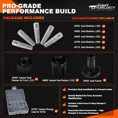 34720 Fuel Injector Seal Installer Kit, 8-Piece Tool Set