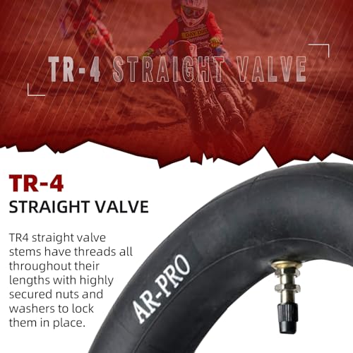 (2-Pack) AR-PRO 3.00/3.50-12" Dirt Bike Inner Tubes with TR4 Valve Stem - 80/200-12 Motocross Bike Tire Replacement Inner Tubes Compatible with Honda CRF50/XR70, Yamaha TTR 90/100, and More - size: 3.00/3.50-12", TR4 Valve