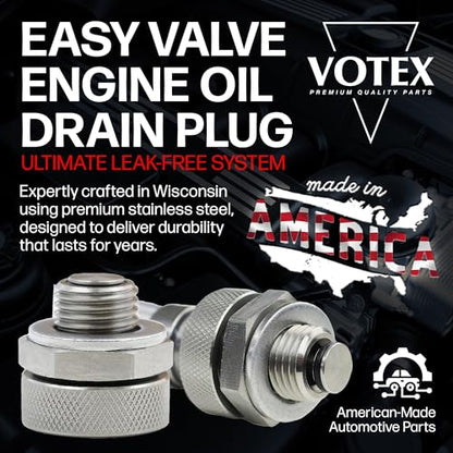 Votex - Made in USA - M12 X 1.25MM Quick Easy Valve Oil Drain Plug fits Infiniti, Lexus, Nissan, Toyota - Stainless Steel - Part Number SMQDP006 - size: M12 X 1.25 Valve Drain Plug