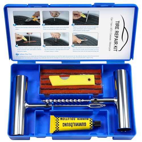 Tire Repair Kit with Plugs, Tire Plug Kit Heavy Duty Professional for Car, ATV, Motorcycle, Truck, Flat Tire Emergency Repair (Boxed Type - 16 PCs) - style: Boxed Type - 16 PCs