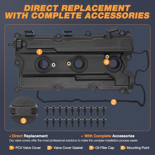 Nilight Engine Valve Cover with Gasket Replace# 13264-EA200 13264-EA210 - size: for Nissan Frontier 2005-2019, Pathfinder 05-12
