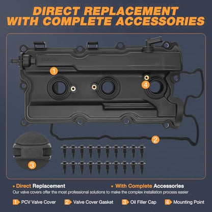 Nilight Engine Valve Cover with Gasket Replace# 13264-EA200 13264-EA210 - size: for Nissan Frontier 2005-2019, Pathfinder 05-12