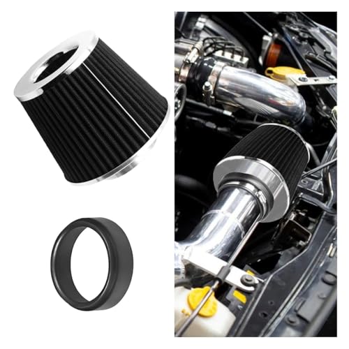 LAINLOY Universal Clamp-On Air Intake Filter for Cars, 76 MM, Black - color: 76MM/Black