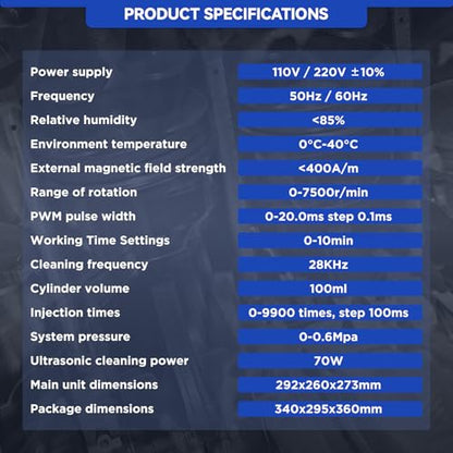 AUTOOL Fuel Injector Cleaner Tester Machine Ultrasonic Heating Cleaning