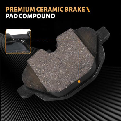 D1473 Rear Ceramic Brake Pads Kit Fit For BMW 528i 2011-2016, For 528i xDrive 2012-2016, For 530e 2018-2022, For 530e xDrive 2018-2022, For 530i 2017-2022, For 530i xDrive 2017-2022 - size: HZ1473