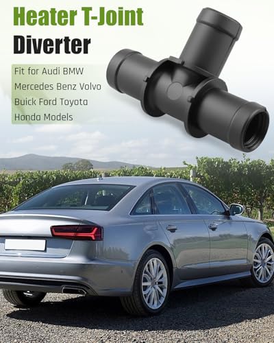 3 Way Radiator Hose Connector N90760601 701819876, 3/4"-3/4"-3/4" Heater T-Joint Diverter, Water Pipe Splitter Fit for Audi BMW Mercedes Benz Volvo Buick Ford Toyota Honda Models - size: T-Joint