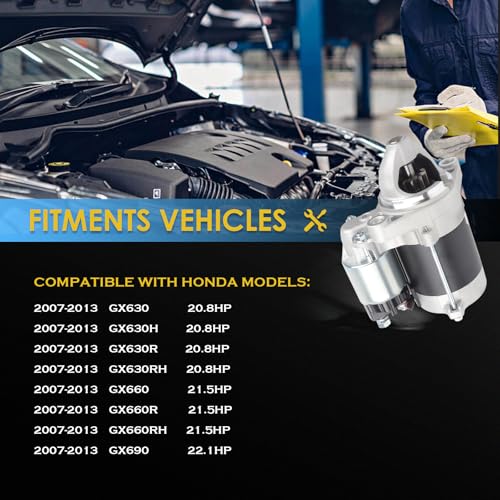New Starter Compatible with Honda GX630, GX630H, GX630R, GX630RH, GX660, GX660R, GX660RH, GX690, V-Twin Engine 2007-2013 2280009480, 31200Z0A003, 31200Z6L003, DDWDN, 428000-6410, SND0728 - color: 2280009480