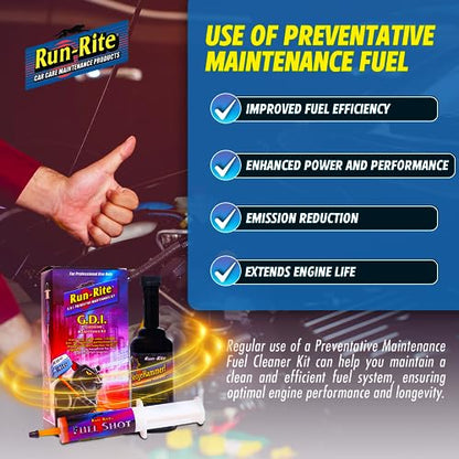 G.D.I Preventive Maintenance Fuel System Cleaner for Gasoline Engines - Heavy Duty Fuel Additive - Gas, Valves, Fuel Injector and Carbon Deposit Cleaner - Enhances Engine Performance 2 Kits