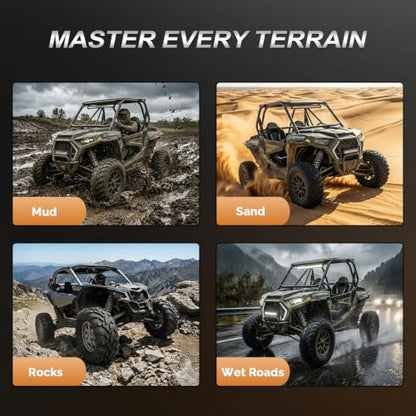 TUFFIOM Set of 2 ATV UTV Tires, 25x11.00-12/6PR All-Terrain Mud Tires with Directional Tread, Drainage, Strong Srip and Snow-breaking for Rainy/Snowy Areas, Tubeless Trail Tire - size: 25x11.00-12 (2 pack)