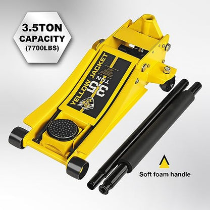 YELLOW JACKET 3.5 Ton Low Profile Floor Jack Quickly Lift Hydraulic Car Jack with Dual Pumps, 7700 lb Capacity - color: Steel, size: 3.5T low profile dual pump