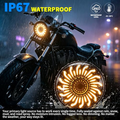 5.75 Inch Headlight with Whirlwind Dynamic Start Halo & White/Amber DRL - color: White/Amber Dynamic DRL
