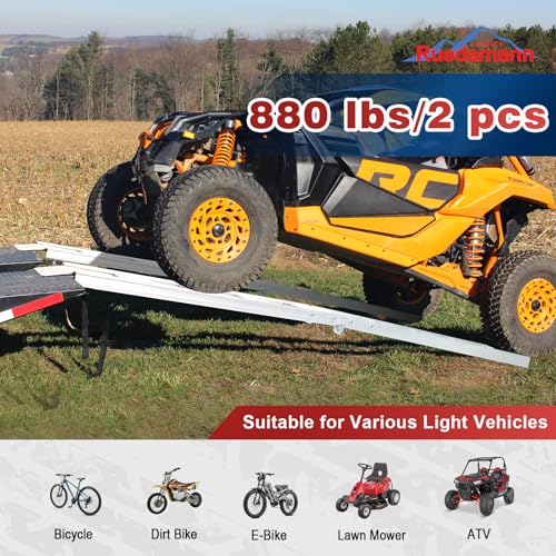Ruedamann 6FT Folding Aluminum Truck Ramp, 880 lbs Capacity, 8" Wide - size: 2PCS