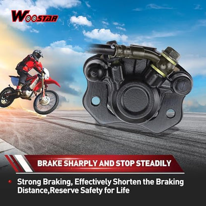WOOSTAR Left Hydraulic Rear Disc Brake Master Cylinder Caliper Assembly Replacement for Taotao 50cc 70cc 90cc 110cc 125cc Chinese ATV Quad Go Kart Mini Bike
