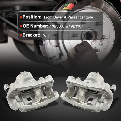 cciyu Front Left & Right Disc Brake Calipers with Bracket 19B3306 19B3307 - size: Front[19B3306+19B3307]