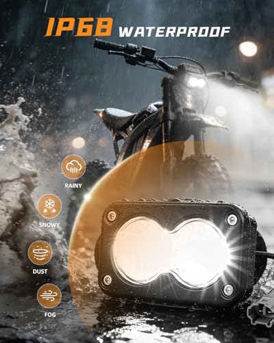 CO LIGHT Headlight Kit 3INCH White 6000-6500K Spot Flood Light for Sur-Ron Segway X260 Talaria Sting MX4 MX5 Dirtbike Motorcycle Front Headlamp with Blue Light Switch - color: White