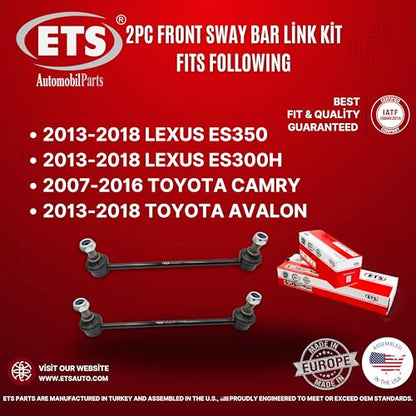 ETS 2Pc Front Stabilizer Sway Bar End Link Kit Fits 13-18 Lexus ES300h ES350 / 13-18 Toyota Avalon / 2007-2017 Camry K750123 - size: 29.KT.411