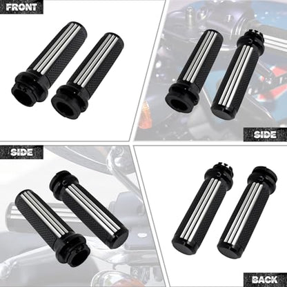 1 Inch Cable Throttle Handlebar Grips Motorcycle Hand Grips - color: #3 Black&Chrome