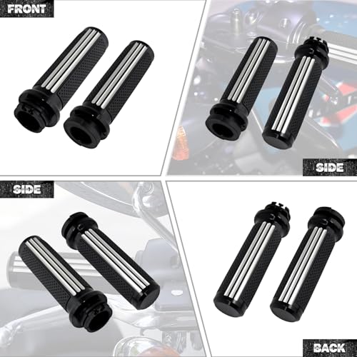 1 Inch Cable Throttle Handlebar Grips Motorcycle Hand Grips - color: #3 Black&Chrome