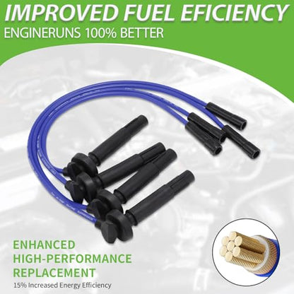 Set of 4 PCS Ignition Spark Plug Wires SOA430Q119 8691 RC-FX58 & 4 Iridium Spark Plugs Set Compatible with Subaru Forester Outback Subaru Legacy Impreza H4 2.5L # replace 671-4246 55500 22451AA72A - size: 8691