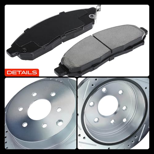 A-Premium Front and Rear Drilled Slotted Brake Rotors and Ceramic Pads Kit - style: F&R Drilled and Slotted