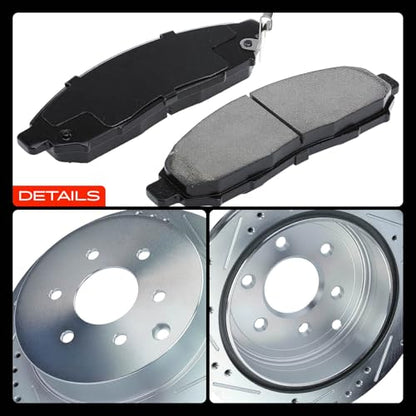 A-Premium Front and Rear Drilled Slotted Brake Rotors and Ceramic Pads Kit - style: F&R Drilled and Slotted