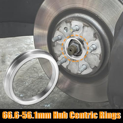 X AUTOHAUX 4pcs OD 66.6mm to ID 56.1mm Aluminum Alloy Car Hub Centric Rings Wheel Bore Center Spacer - size: 66.6mm ID to 56.1mm OD