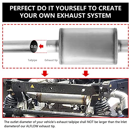 2.25 inch Inlet/Outlet Exhaust Muffler, Straight-Through Chamber Performance Muffler Resonator with Universal Stainless Steel for Cars, Trucks - size: 2.25in, style: single in | single out