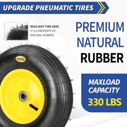 4.00-6 Rubber Pneumatic tire and wheel, for Wheelbarrow Wagon Cart Trolley - color: Yellow