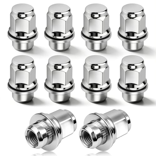 10PCS M12x1.5 Lug Nuts Set,Chrome-Plated Steel Wheel Locks Lug Nuts with Washer Replaces OEM#90084-94001,Lug Nut Lock Set Compatible with Toyota Camry Prius Lexus ES250 Scion (10PCS) - color: 10PCS