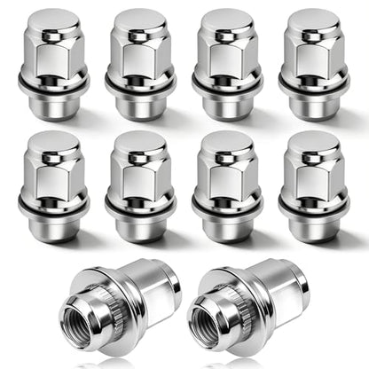 10PCS M12x1.5 Lug Nuts Set,Chrome-Plated Steel Wheel Locks Lug Nuts with Washer Replaces OEM#90084-94001,Lug Nut Lock Set Compatible with Toyota Camry Prius Lexus ES250 Scion (10PCS) - color: 10PCS