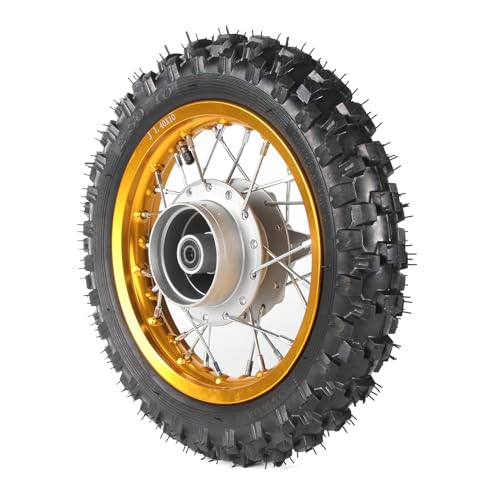 CRF50 Wheels, 2.50-10 Tyres and Tube for CRF50 XR50 SSR 50cc 110cc 125cc Dirt Pit Bike 1.40-10 Alloy Aluminum Rim, 10" Drum Brake Shoe(Gold)