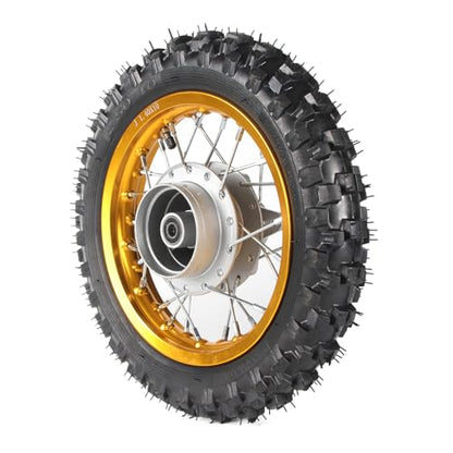 CRF50 Wheels, 2.50-10 Tyres and Tube for CRF50 XR50 SSR 50cc 110cc 125cc Dirt Pit Bike 1.40-10 Alloy Aluminum Rim, 10" Drum Brake Shoe(Gold)