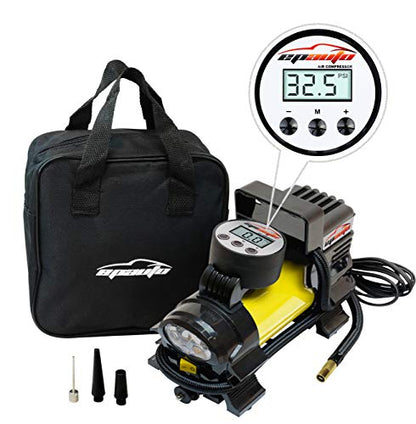 EPAuto 12V DC Portable Air Compressor Pump, Digital Tire Inflator - color: Yellow