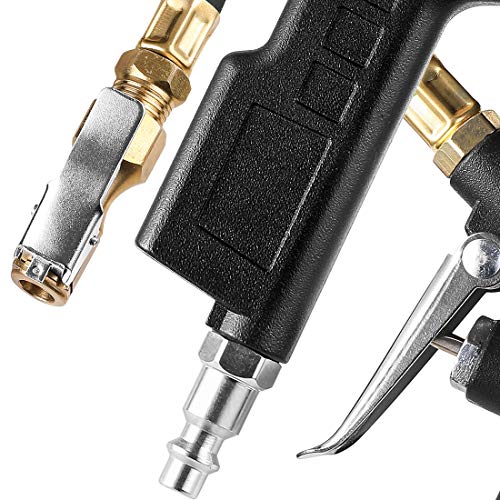 CZC AUTO Tire Inflator Deflator Air Pressure Gauge with Rubber Hose