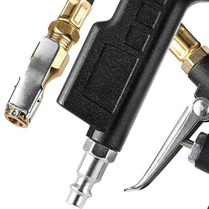 CZC AUTO Tire Inflator Deflator Air Pressure Gauge with Rubber Hose