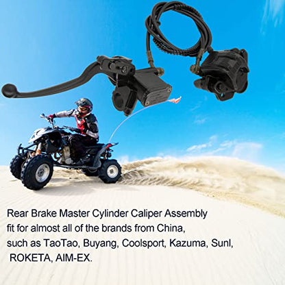 Rear Brake Master Cylinder Caliper Assembly for ATV Quad 50cc 70cc 90cc 110cc 125cc Taotao Sunl Buyang Roketa NST Doodlebug Rear Hand Hydraulic Disc Brake Master Cylinder Caliper