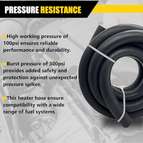 3/4 Heater Hose 10FT Radiator Coolant Fuel Line - 100 PSI Working Pressure for Automotive Heating Systems - size: 3/4 inch 10 ft