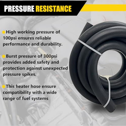 5/8 Heater Hose 20FT Radiator Coolant Fuel Line - 100 PSI Working Pressure for Automotive Heating Systems with Clamps - size: 5/8 inch 10 ft with Clamps