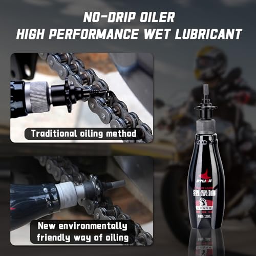 Pro: Conquer Grime! Motorcycle Chain Clean & Lube Kit - 350ml Powerful Degreaser, 120ml Smooth Wet Lube, Brushes, Scrubber, Towel Complete Tools Set