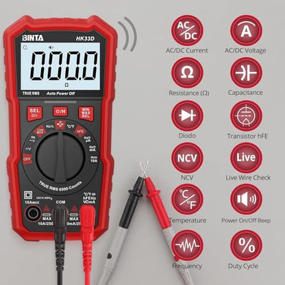 BINTA 6000 Counts Digital Multimeter with NCV Auto-Ranging Voltmeter Tester - style: 6000 Counts