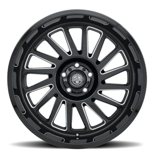 22x10 Gloss Black Milled Aluminum Alloy Wheel | 5x127mm Bolt Pattern | -21mm Offset | 4.6in Backspacing | 78.1mm Center Bore | 2500 lb Load Rating
