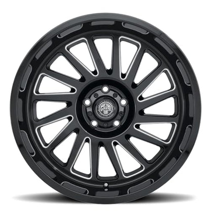 22x10 Gloss Black Milled Aluminum Alloy Wheel | 5x127mm Bolt Pattern | -21mm Offset | 4.6in Backspacing | 78.1mm Center Bore | 2500 lb Load Rating
