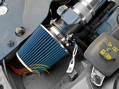Rtunes Racing 2.5-Inch 63.5mm Washable Dry Clamp-On Cone Air Filter, Blue - size: Standard 2.5"