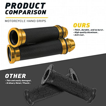 DREAMIZER 7/8" 22mm Motorcycle Handle Grip Universal Dirt Pit Bike Motocross Rubber Gel Hand Grips Brake Hands - Gold - color: Gold