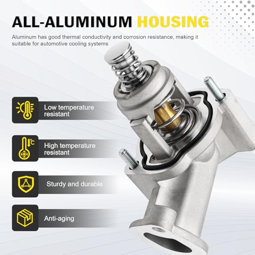 Upgrade Aluminium Thermostat Housing Assembly Compatible with Cadillac ATS CTS CT5 CT6 2016-2022, Camaro Colorado 2016-2022, GMC Canyon 2017-2022 Replace OE#12678784, 12647180, 12670209 15-81889 - color: 12678784